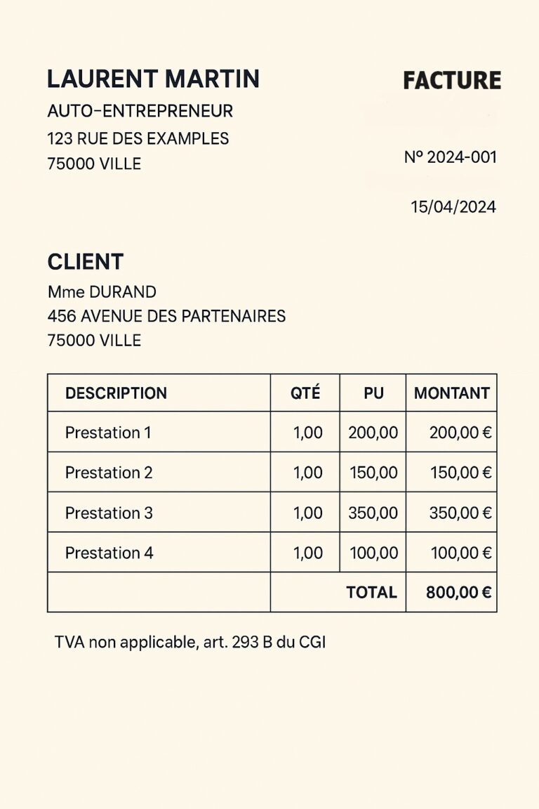 Auto entrepreneur facture type : comment cela se passe ?