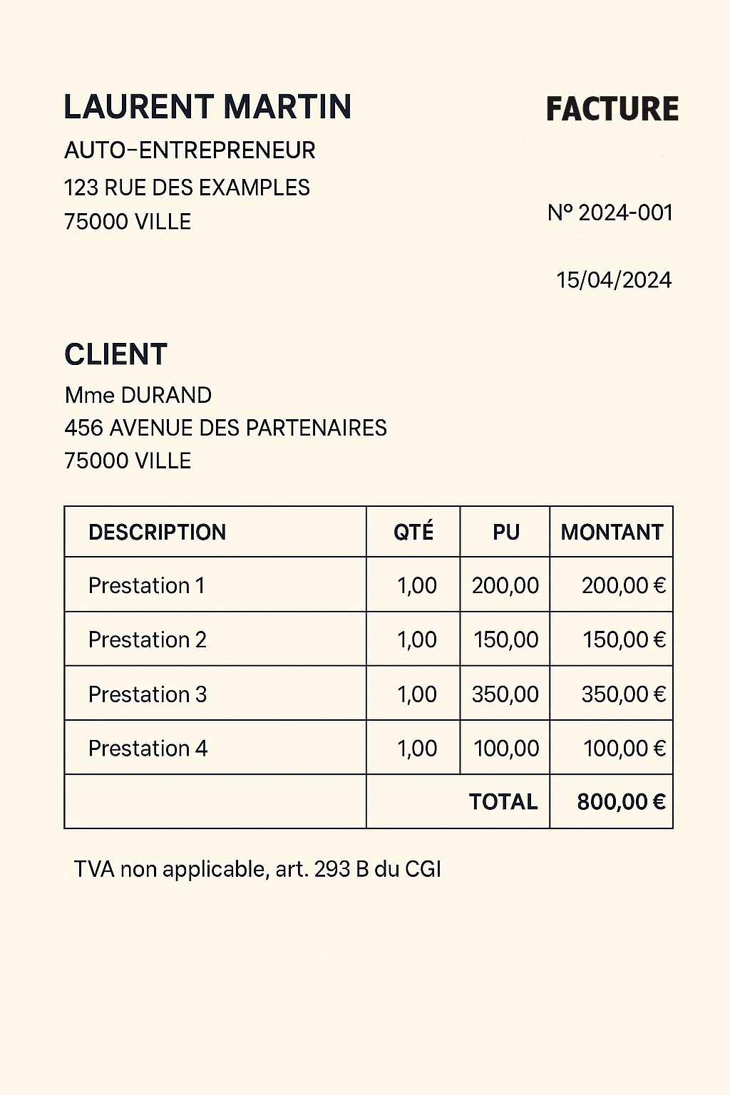 Auto entrepreneur facture type : comment cela se passe ?