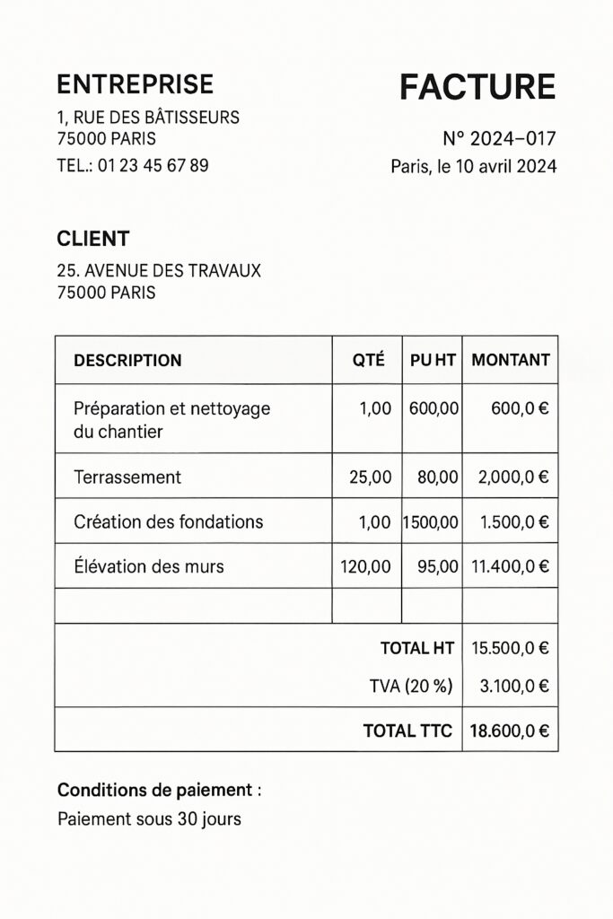 Comment structurer votre facture ? Exemple pour Libeller une facture