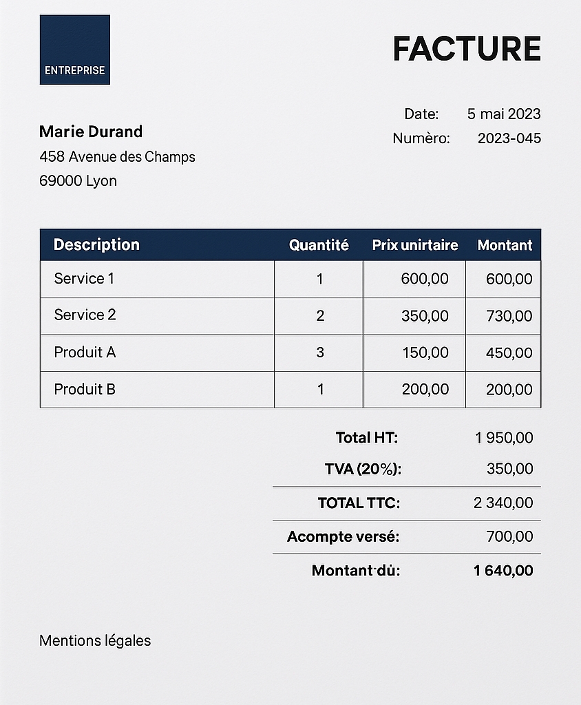 Comment rédiger une facture d'acompte ?